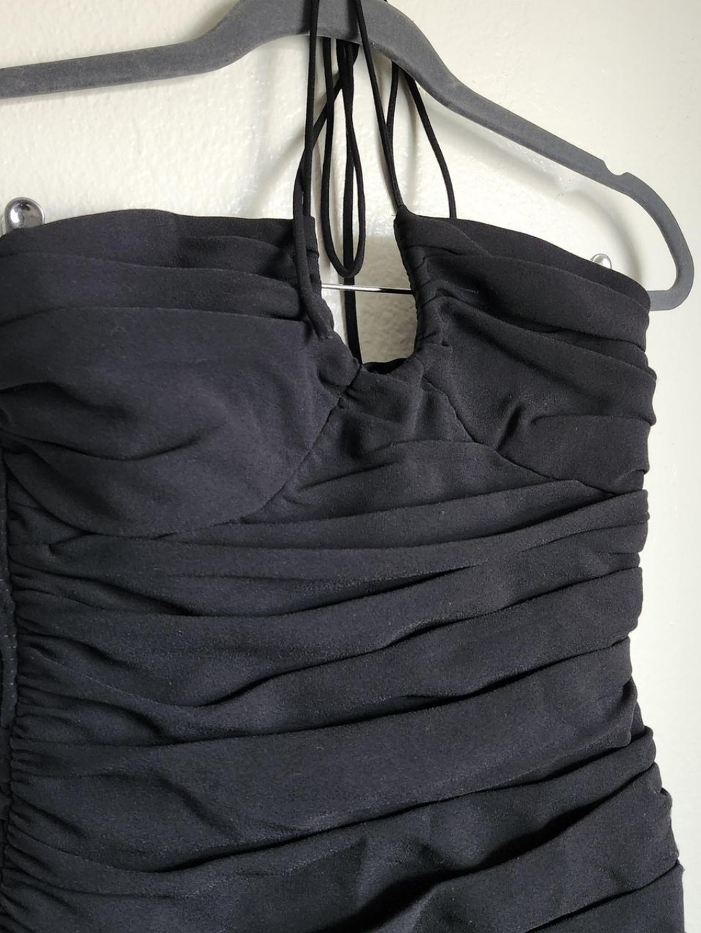 Zara Black Ruched Halter Mini Dress – Bodycon Night Out Club Date Dress Small - Picture 3 of 9